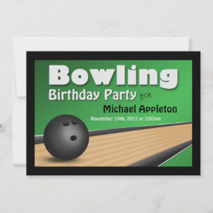 Bowling - Green Birthday Party Invitations