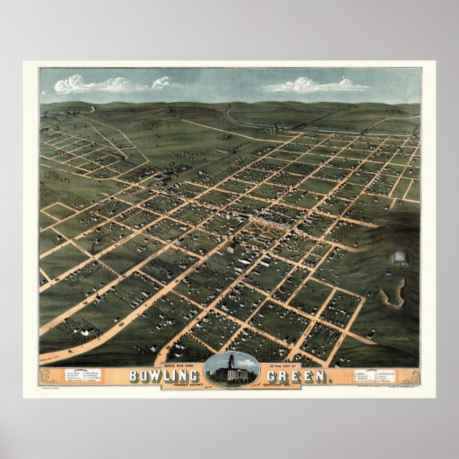 Bowling Green, KY Panoramablick - 1871 Poster (Vorne)