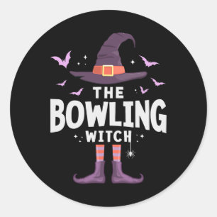 Bowling Halloween Hexenkleidung Runder Aufkleber