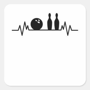 Bowling Heartbeat Bowler Buttons Bowling Player Ge Quadratischer Aufkleber