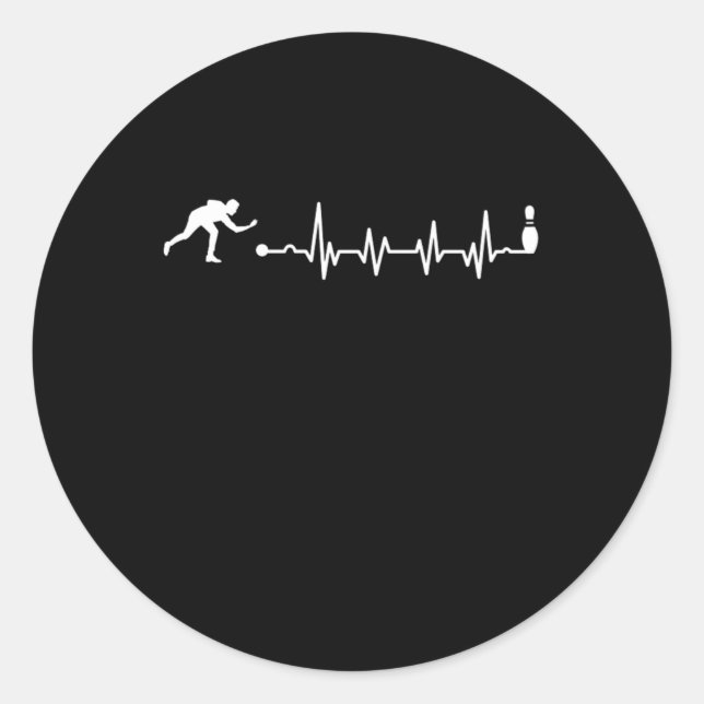 Bowling Heartbeat Bowling Bowlers Skittles Geschen Runder Aufkleber (Vorderseite)