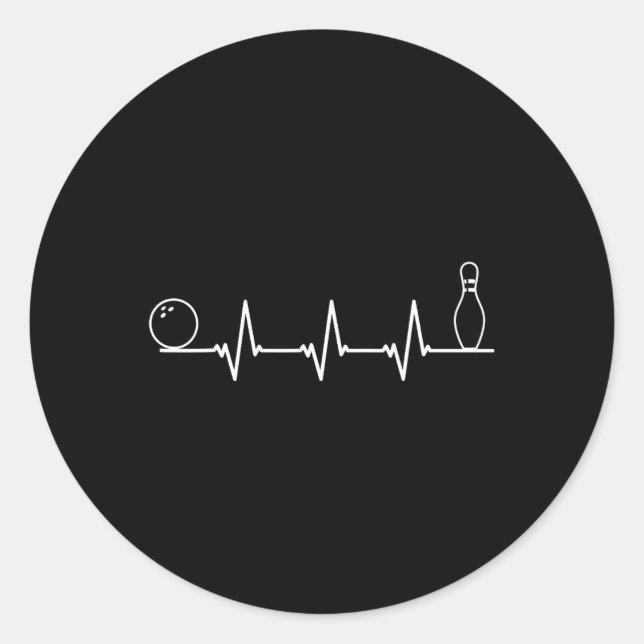 Bowling Heartbeat Funny Bowling Gift Runder Aufkleber (Vorderseite)