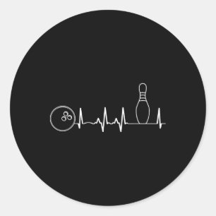 Bowling Heartbeat Graphic Funny Bowling Team Coach Runder Aufkleber