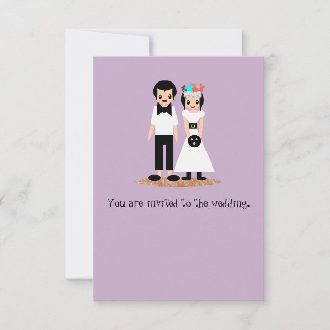 Bowling Hochzeit Braut und Bräutigam Einladung (Vorderseite)