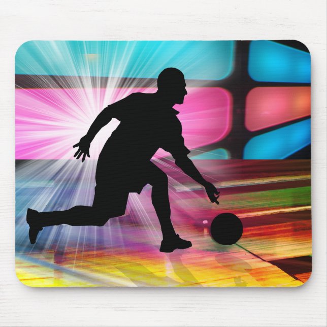 Bowling in einer Neongasse Mousepad (Vorne)