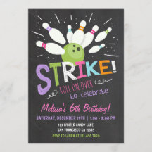 Bowling Invitation Anniversaire Rose Purple Girl