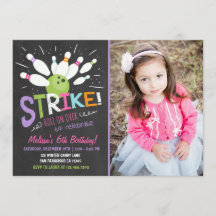 Bowling Invitation Anniversaire Rose Purple Girl