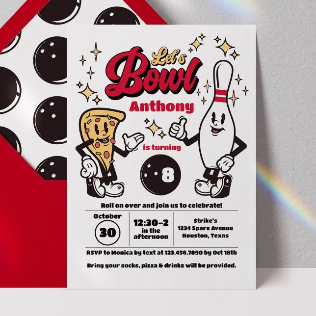 Bowling Invitation Vintage - Rouge (Créateur téléchargé)