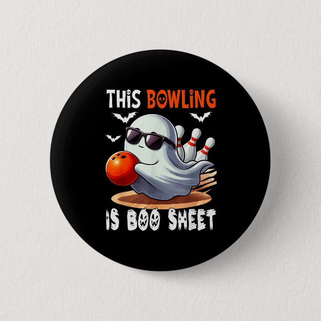 Bowling Is Boo Sheet Halloween Costume Player Team Button (Vorderseite)