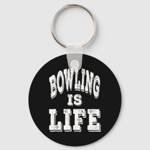 Bowling ist Leben - bedrückte weiße Buchstaben Schlüsselanhänger