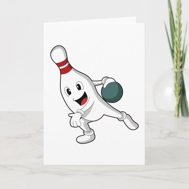Bowling-Kegel beim Bowling mit Bowlingkugel Karte (Vorderseite)
