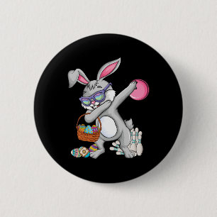 Bowling Kegel und Pins Hase Ohr Ei Jagd Ostern Button