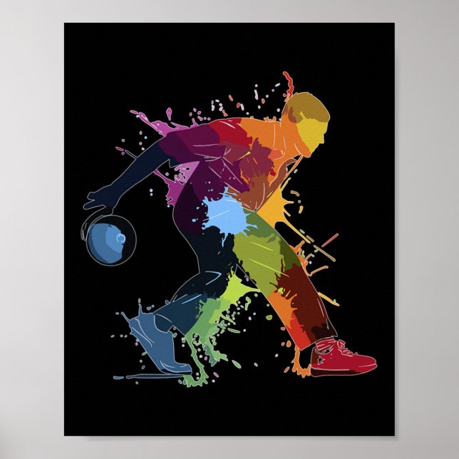 Bowling-Kegler-Farbspritzer  Poster (Vorne)