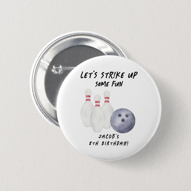 Bowling-Kindergeburtstagsfeier Button (Vorne & Hinten)