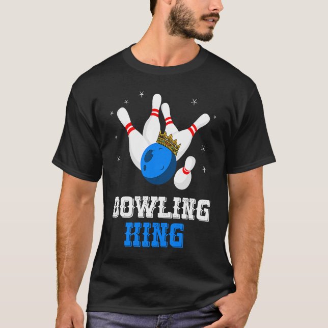 Bowling King Crown Bowling Button Strike Bowler Bo T-Shirt (Vorderseite)