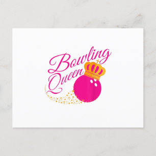 Bowling Königin lustiges Geschenk für Mädchen Bowl Einladungspostkarte