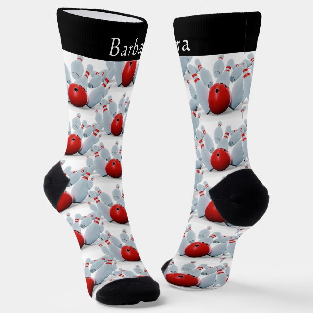 Bowling League Bowling Ball Bowling Buttone Bowler Socken (Gewinkelt)