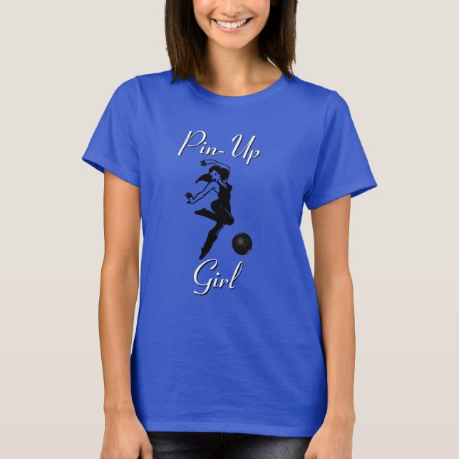 Bowling League Women's Button-Up Girl Bowling T-Sh T-Shirt (Vorderseite)
