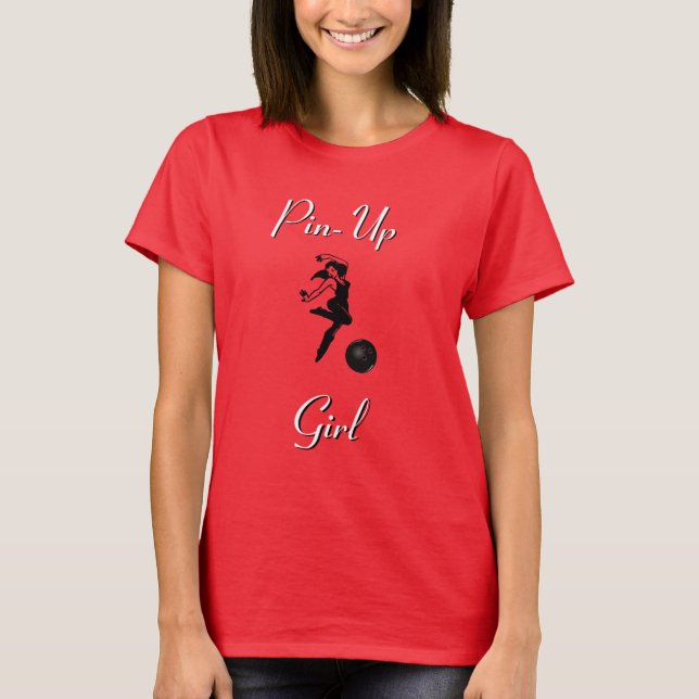 Bowling League Women's Button-Up Girl Bowling  T-Shirt (Vorderseite)