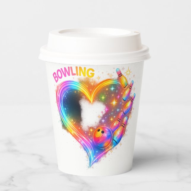 Bowling Liebe Glow Pappbecher (Vorderseite)