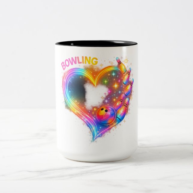 Bowling Liebe Glow Zweifarbige Tasse (Mittel)