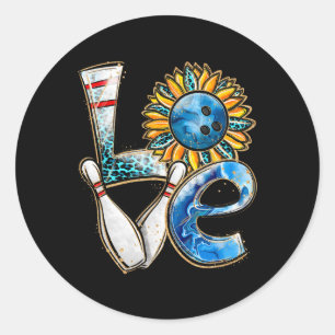 Bowling Liebe Sonnenblumen Bowling Button Matching Runder Aufkleber