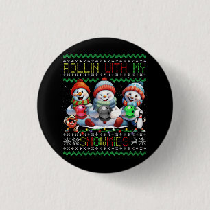Bowling Lover Bowlers Rollin zu Weihnachten Button