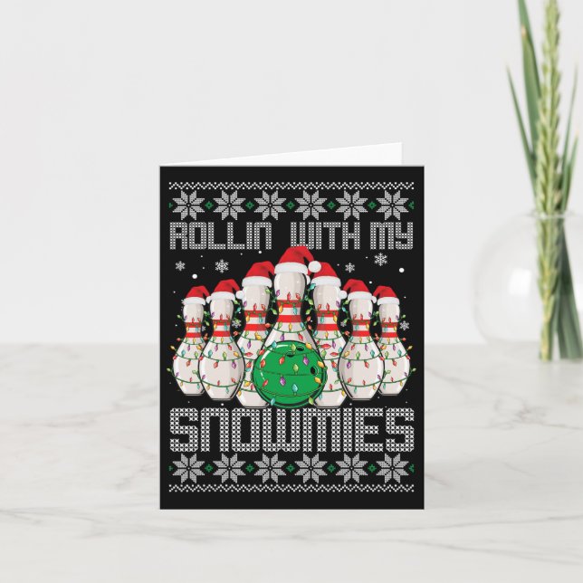 Bowling Lover Bowlers Rollin zu Weihnachten Karte (Vorderseite)