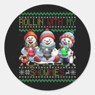 Bowling Lover Bowlers Rollin zu Weihnachten Runder Aufkleber