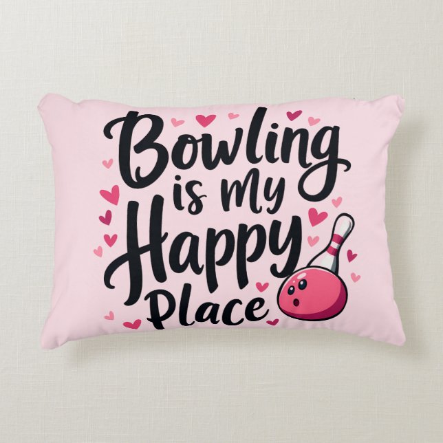 Bowling Lover Niedlich Retro ästhetisches Sportdes Dekokissen (Vorderseite)