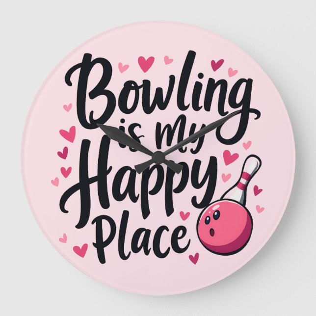 Bowling Lover Niedlich Retro ästhetisches Sportdes Große Wanduhr (Vorderseite)