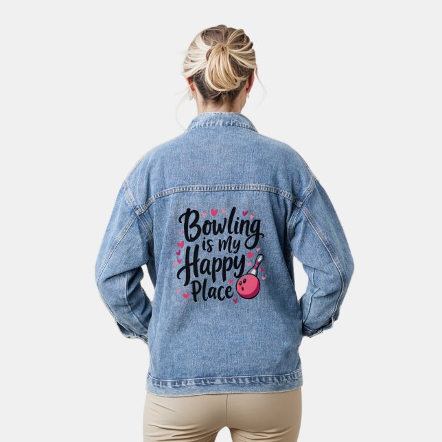 Bowling Lover Niedlich Retro ästhetisches Sportdes Jeansjacke (Modell)