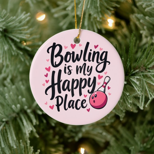 Bowling Lover Niedlich Retro ästhetisches Sportdes Keramik Ornament (Baum)
