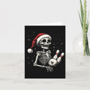 Bowling Lovers Funny Santa Skeleton Christmas Bowl Karte