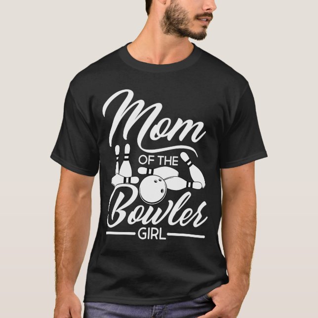 Bowling Mama Button Bowler Strike Bowling Team Bow T-Shirt (Vorderseite)