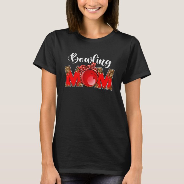 Bowling Mama Leopard Game Day Mama Life T-Shirt (Vorderseite)