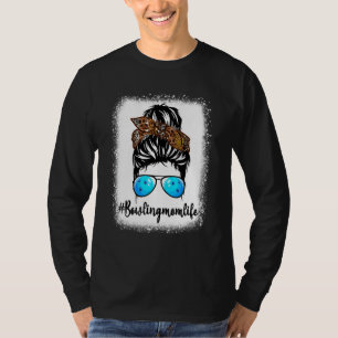 Bowling Mama Leopard Messy Bun Hair Women T-Shirt