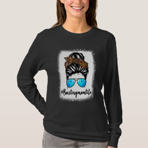 Bowling Mama Leopard Messy Bun Hair Women T-Shirt