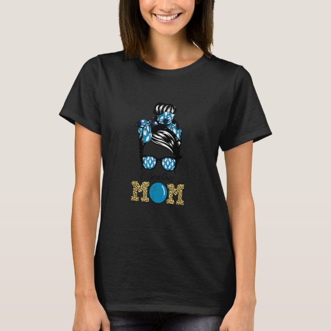 Bowling Mama Niedlich Leopard Print Women Mama T-Shirt (Vorderseite)