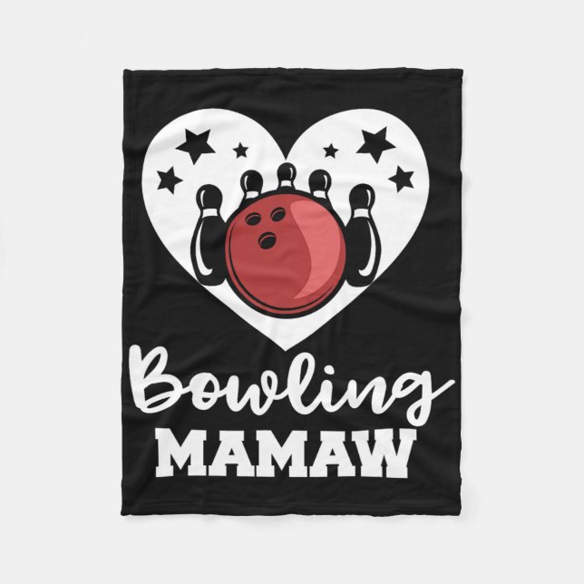 Bowling Mamaw Heart Funny Bowler Mamaw Fleecedecke (Vorderseite)