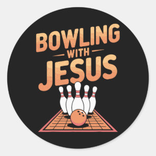 Bowling mit Jesus zum Spaß und Lachen Runder Aufkleber
