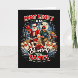 Bowling mit Santa Feiertagskarte
