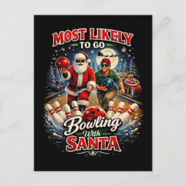 Bowling mit Santa Postkarte