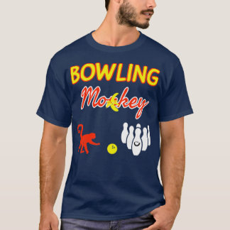 Bowling Monkey White Yellow Funny T-Shirt
