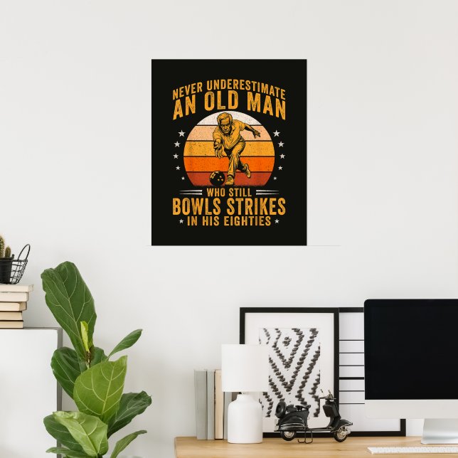 Bowling Opa 80. Geburtstag Poster (Heimbüro)