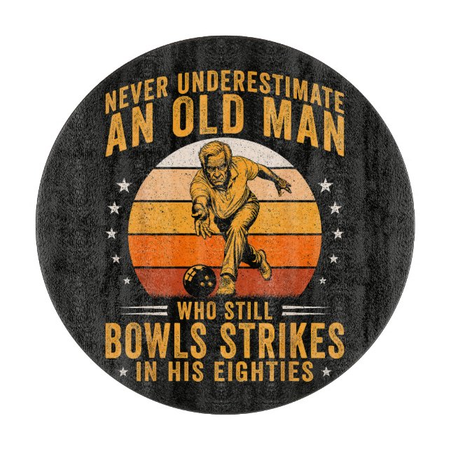 Bowling Opa 80. Geburtstag Schneidebrett (Vorderseite)