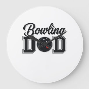 Bowling Papa Vintage Gravur Shirt Design_1 Große Wanduhr