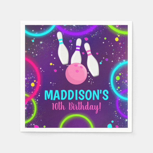 Bowling Paper Napkins Glow Bowling Serviette (Vorderseite)