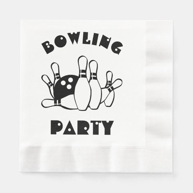 Bowling Party Ball und Buttone Papier Napkin Serviette (Vorderseite)