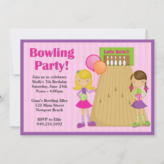 Bowling Party Birthday Einladung für Mädchen